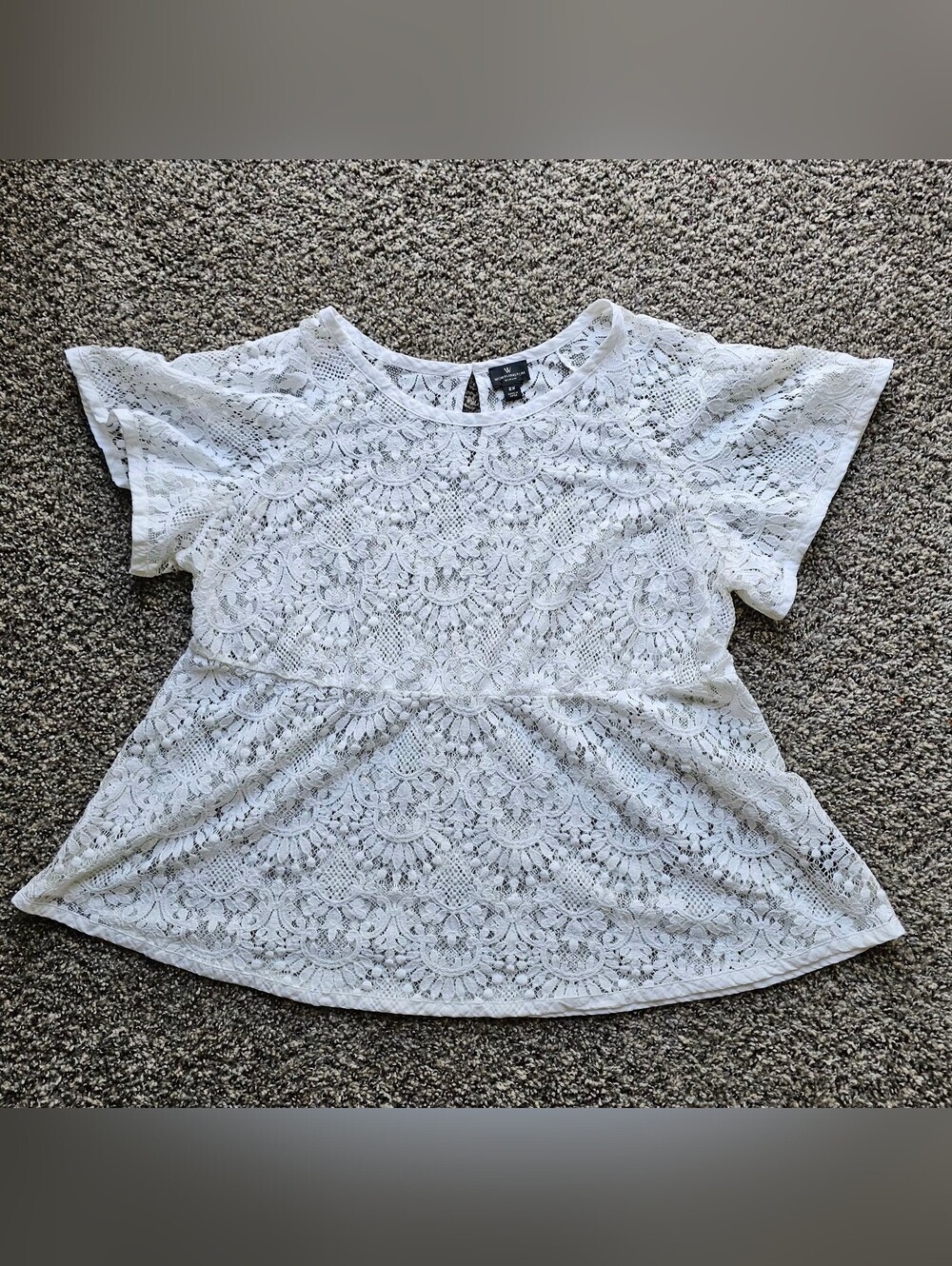 Worthington White Lace Short Sleeve Blouse